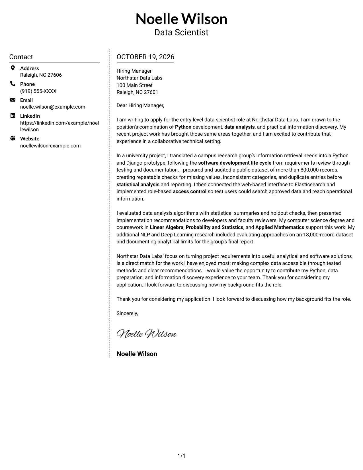 Cover letter example — page 1