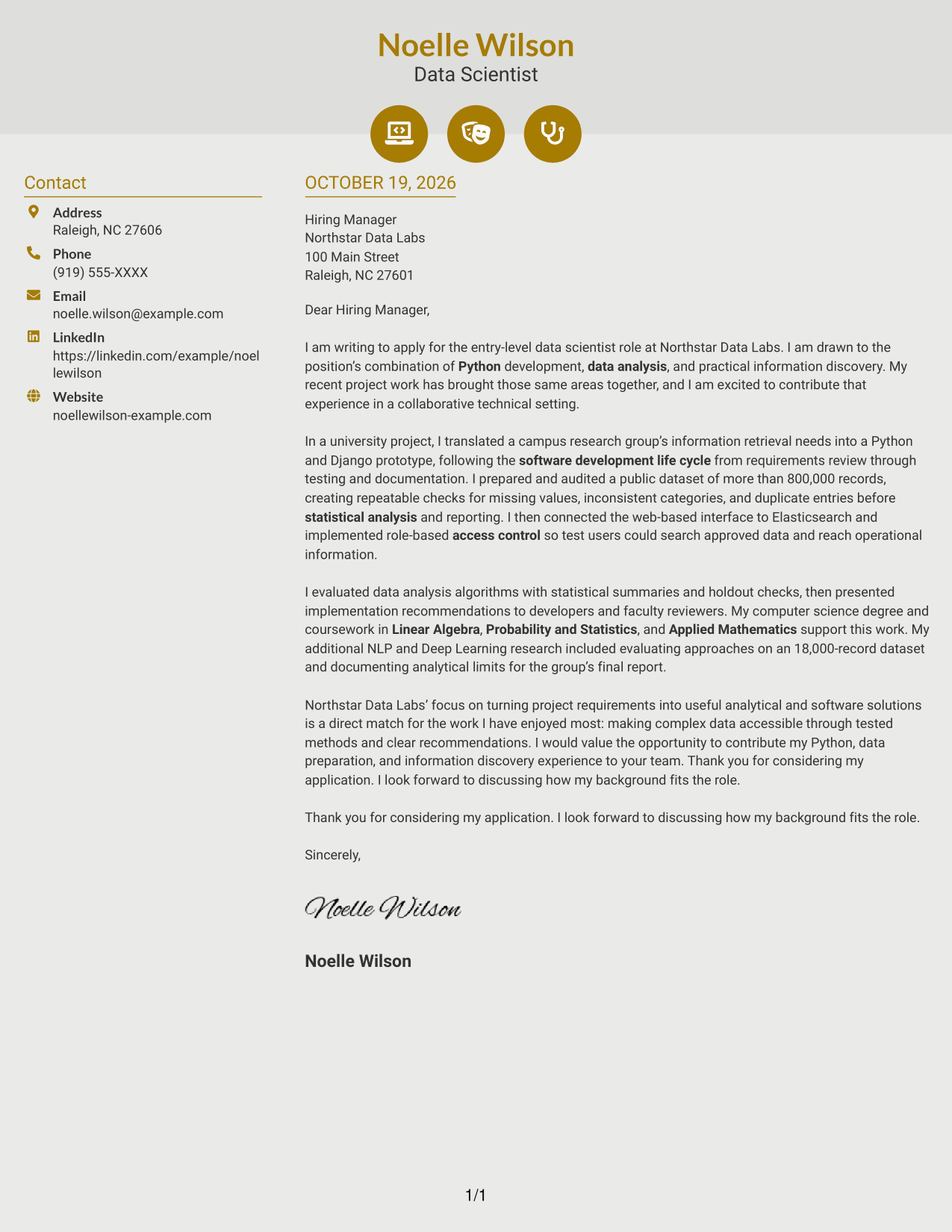 Cover letter example — page 1