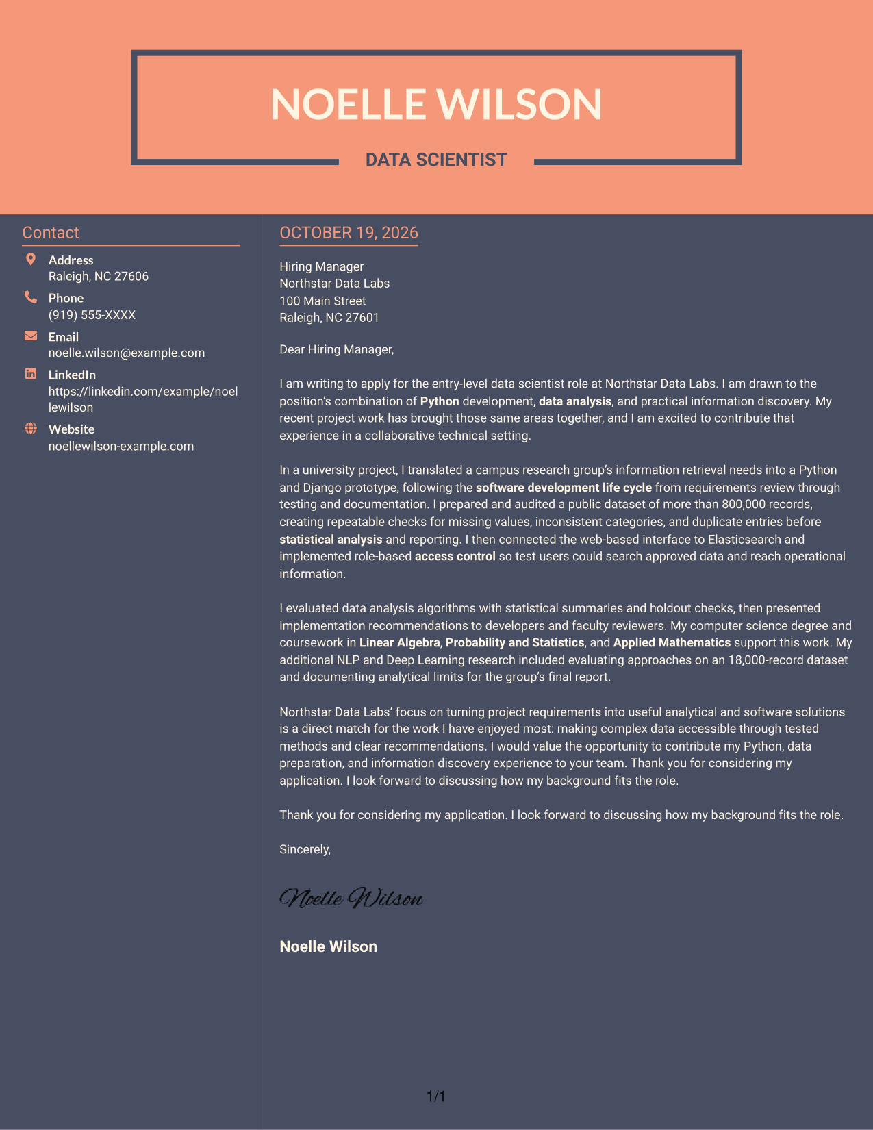 Cover letter example — page 1