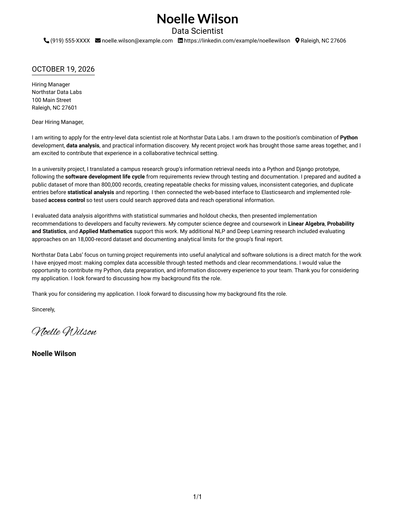 Cover letter example — page 1