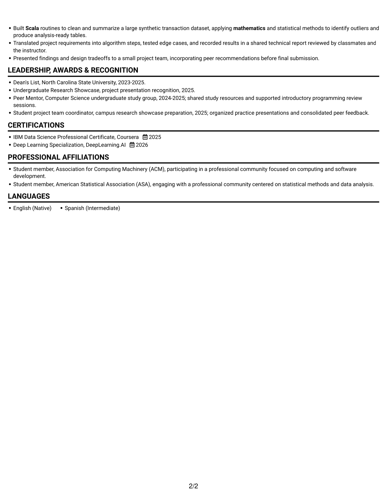 Resume example — page 2