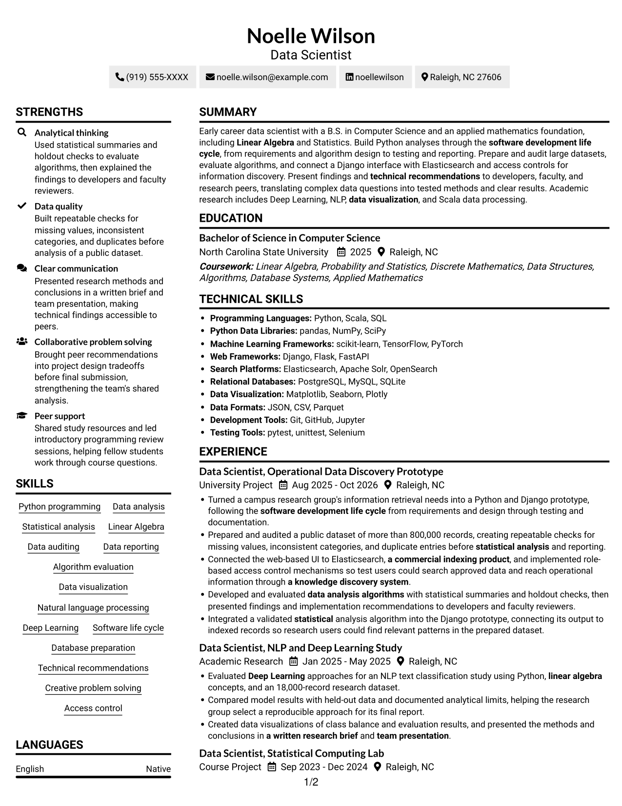 Resume example — page 1