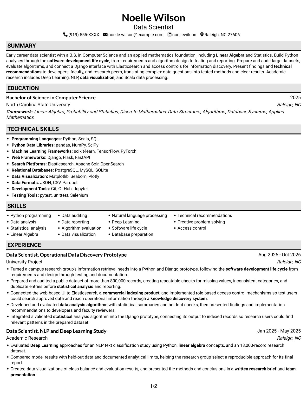 Resume example — page 1