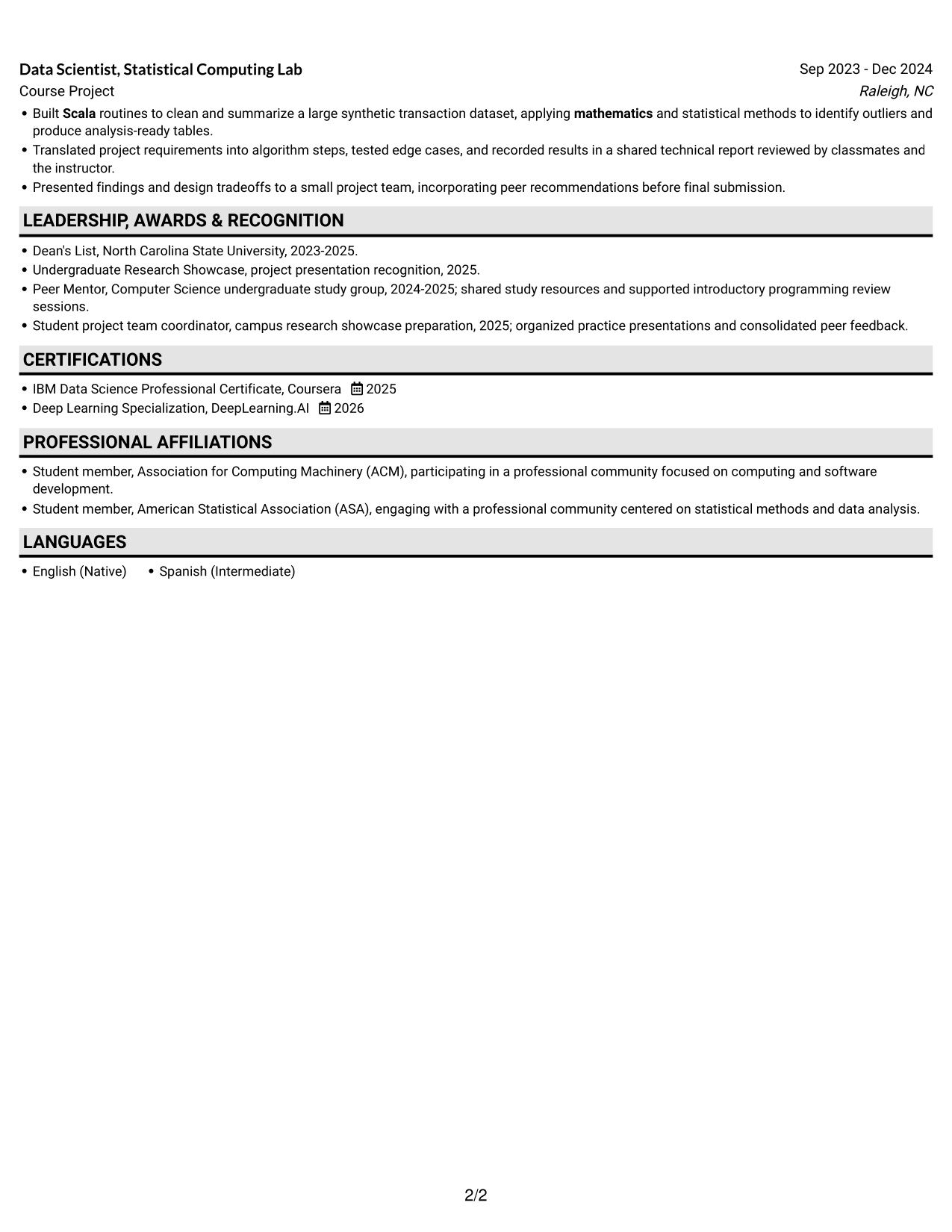 Resume example — page 2