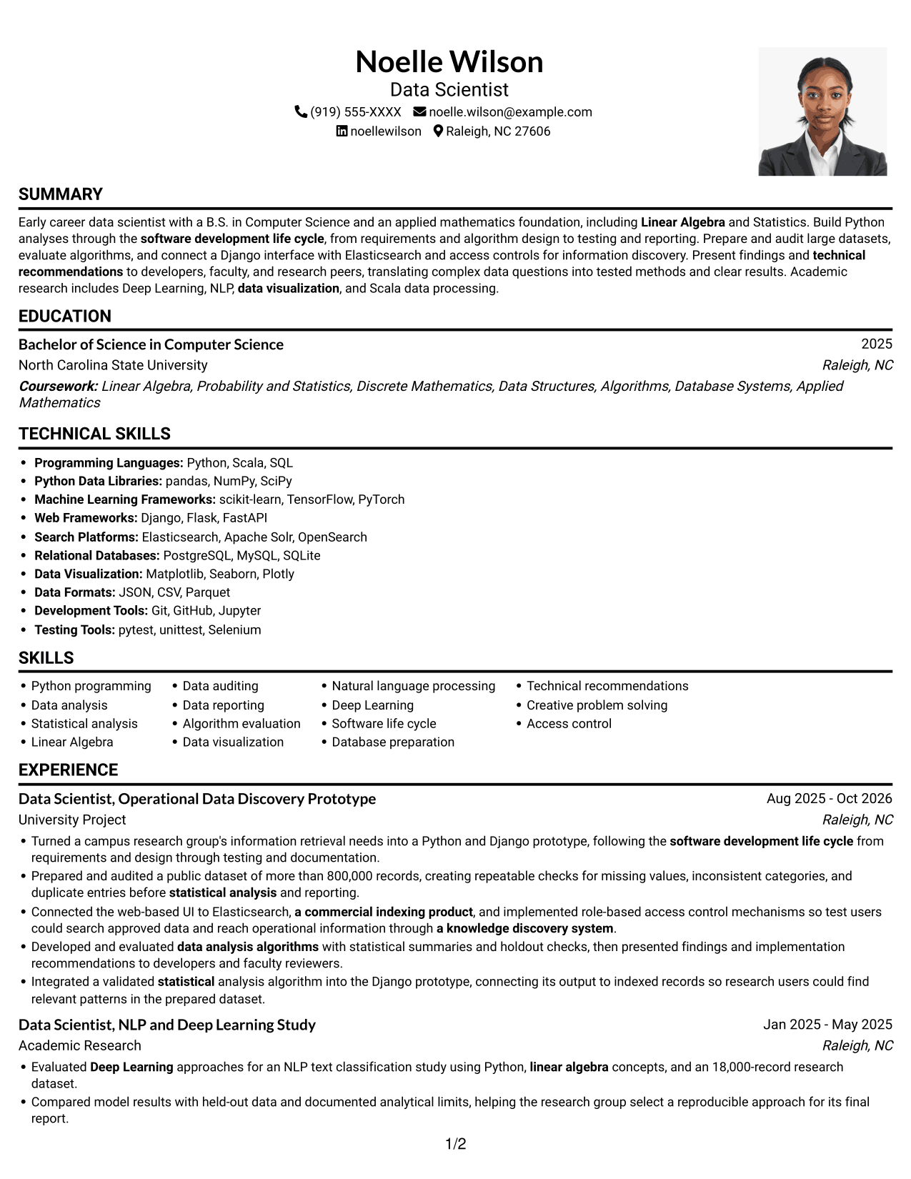 Resume example — page 1