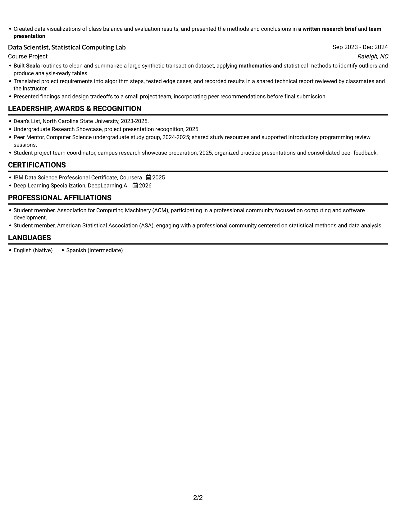 Resume example — page 2