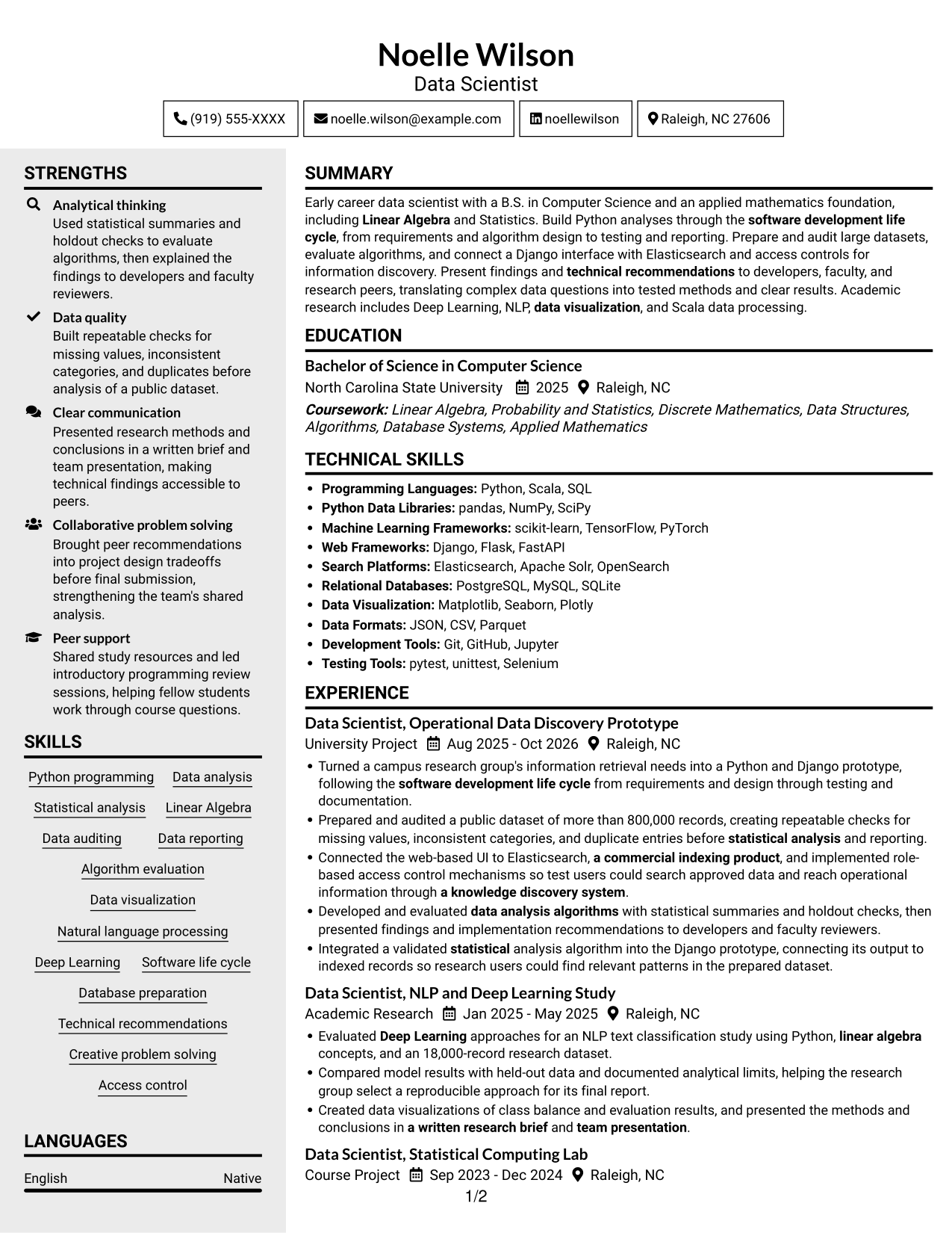 Resume example — page 1