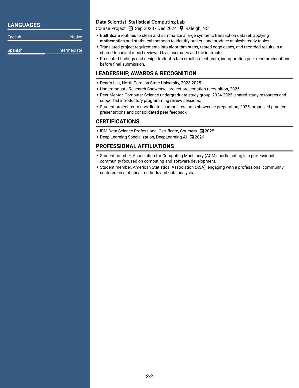 Resume example — page 2