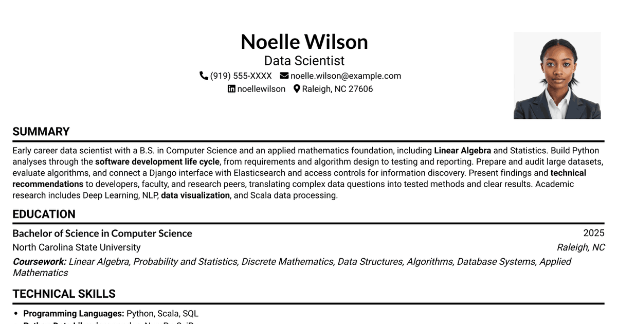 7 Entry-Level Data Scientist - Python and Data Analysis Resume Templates with Example