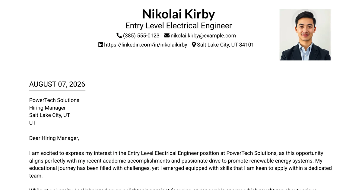 30+ Entry Level Electrical Engineer Cover Letter Templates with Example 2026