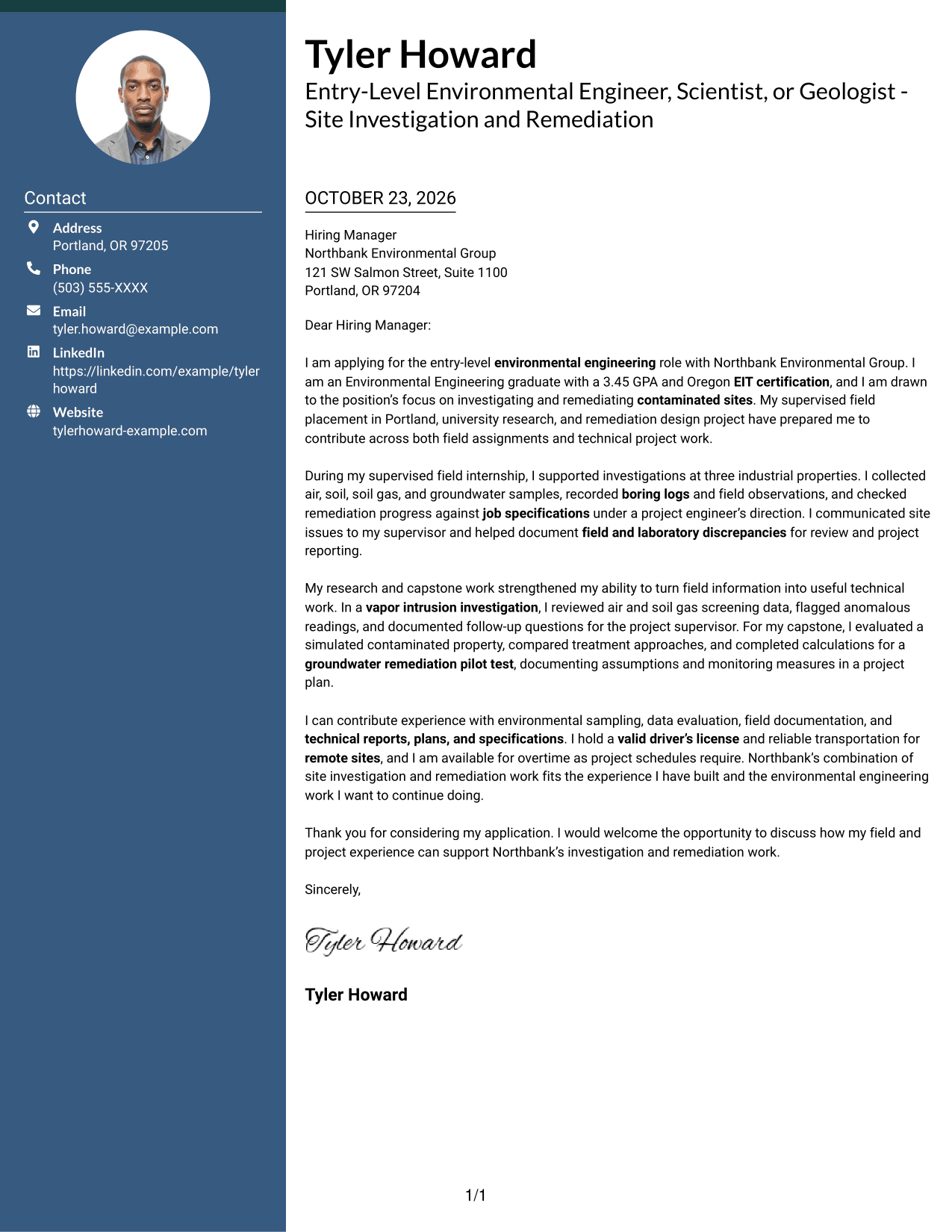 Cover letter example — page 1