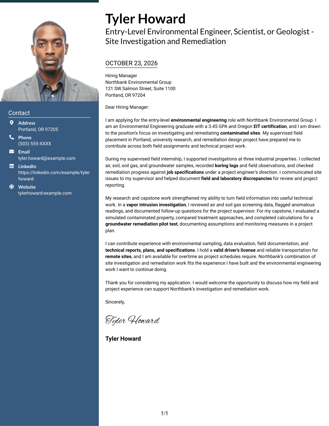 Cover letter example — page 1