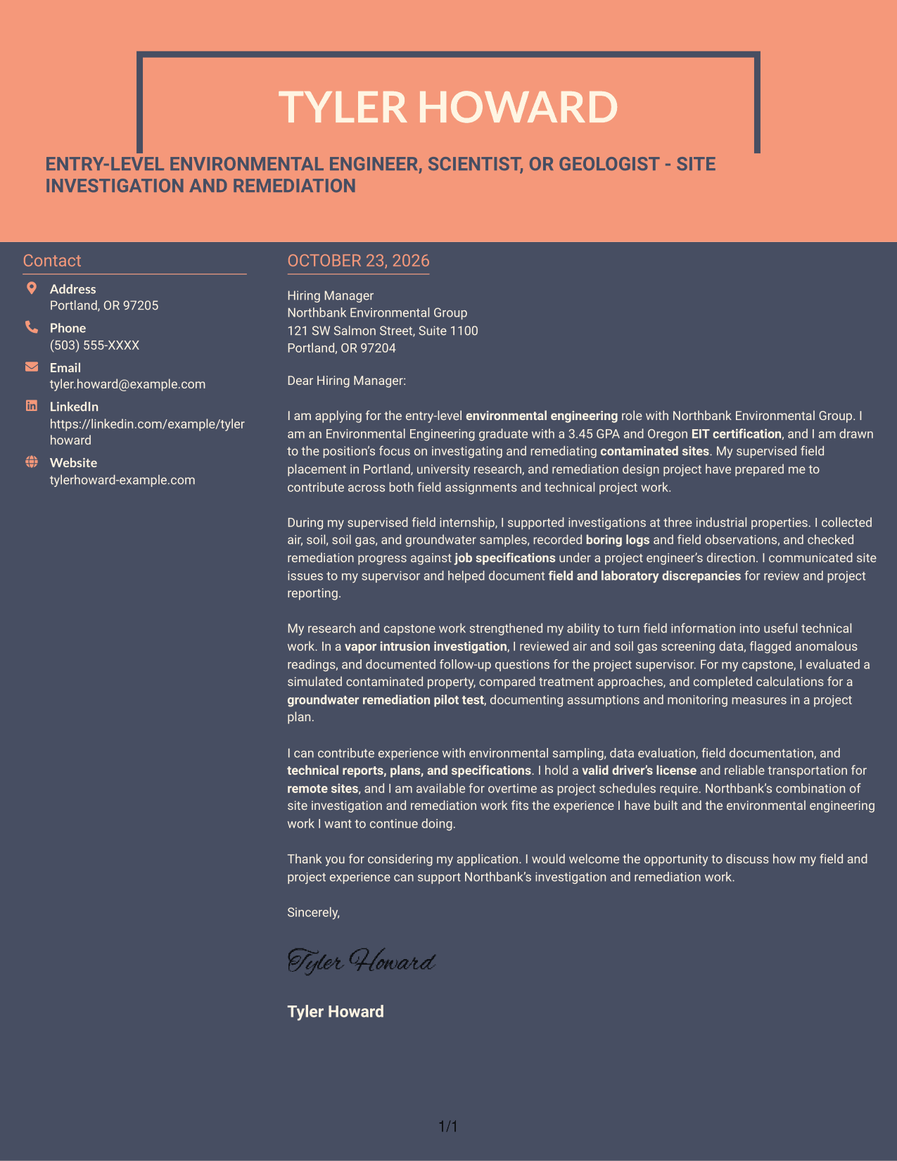 Cover letter example — page 1