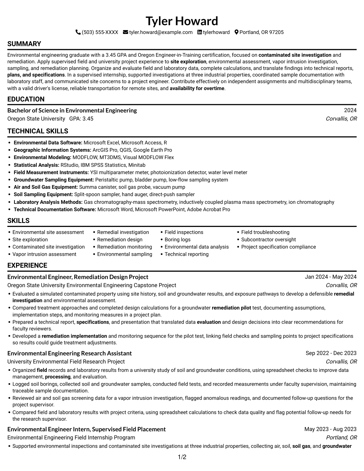 Resume example — page 1