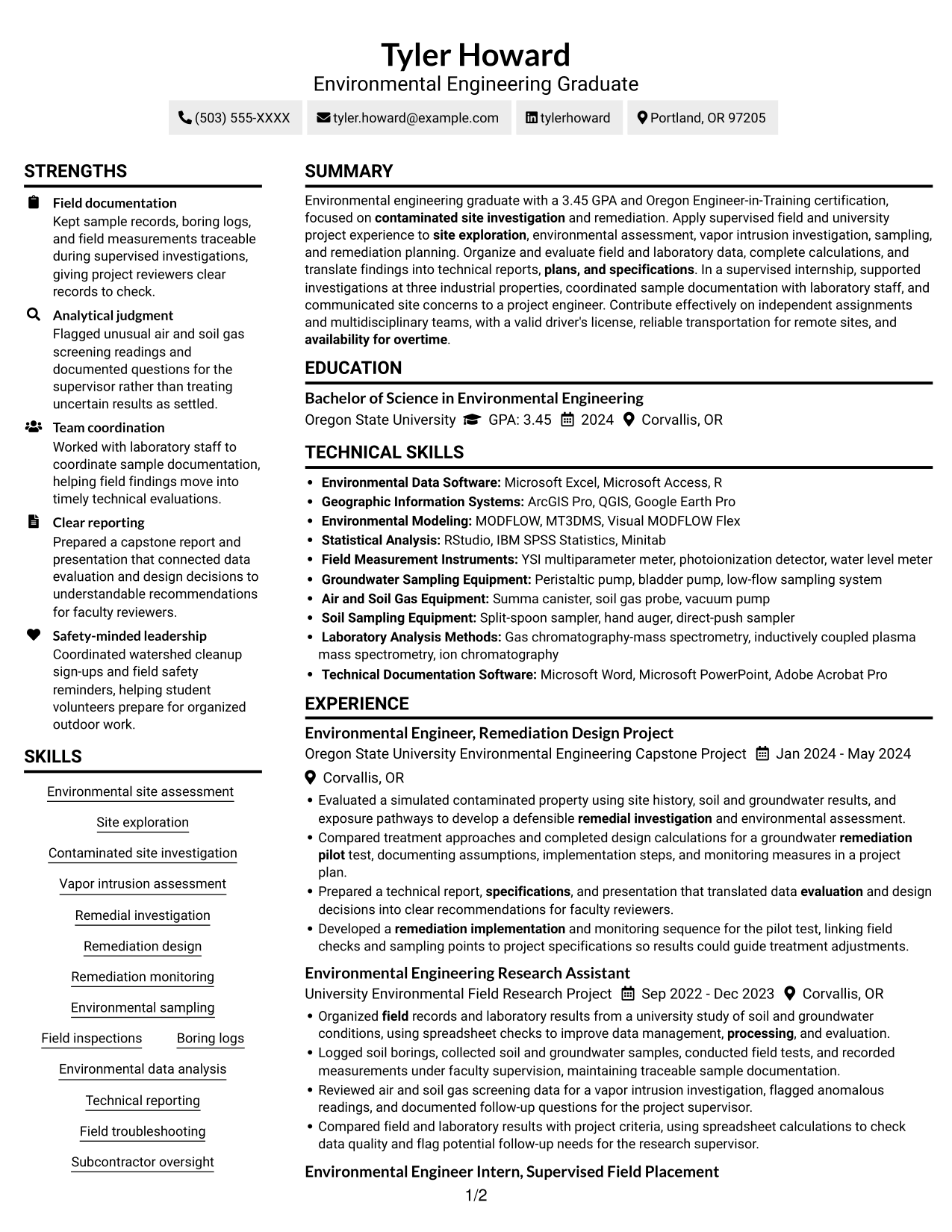 Resume example — page 1