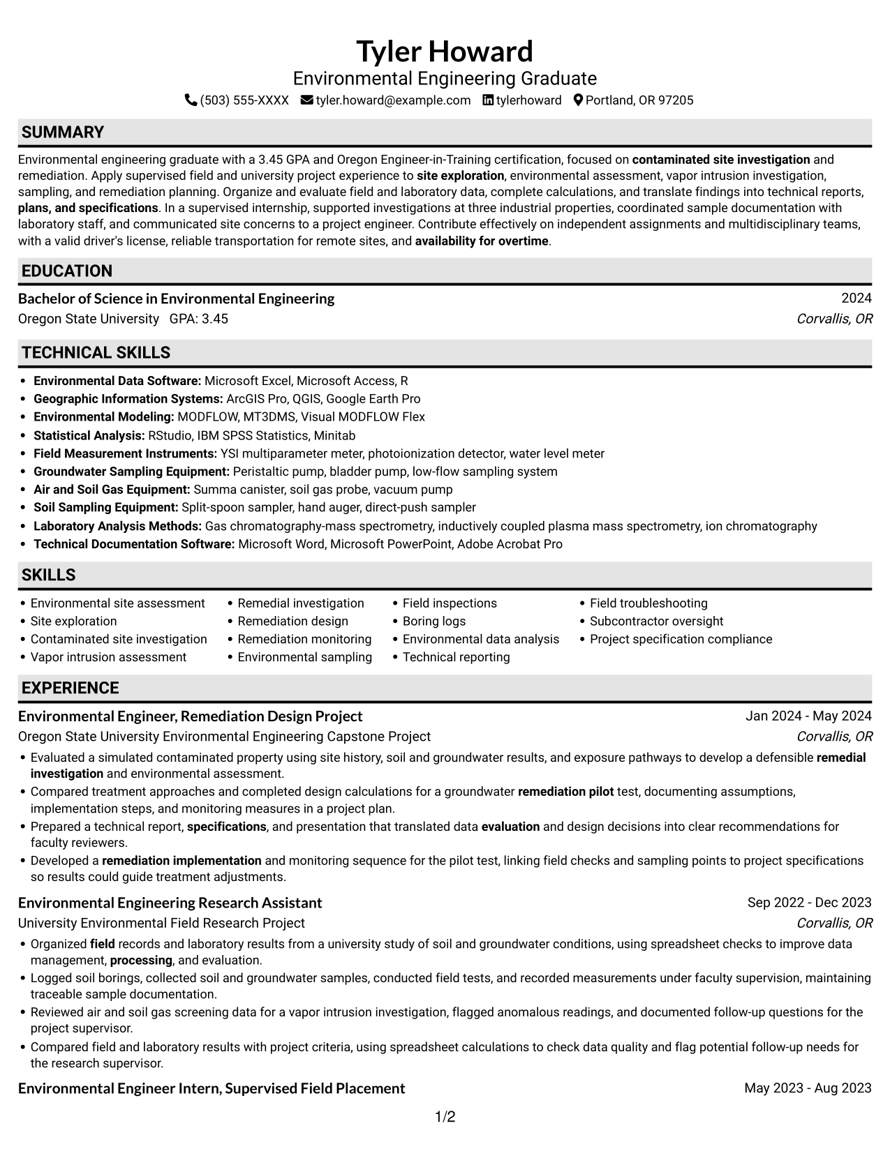 Resume example — page 1