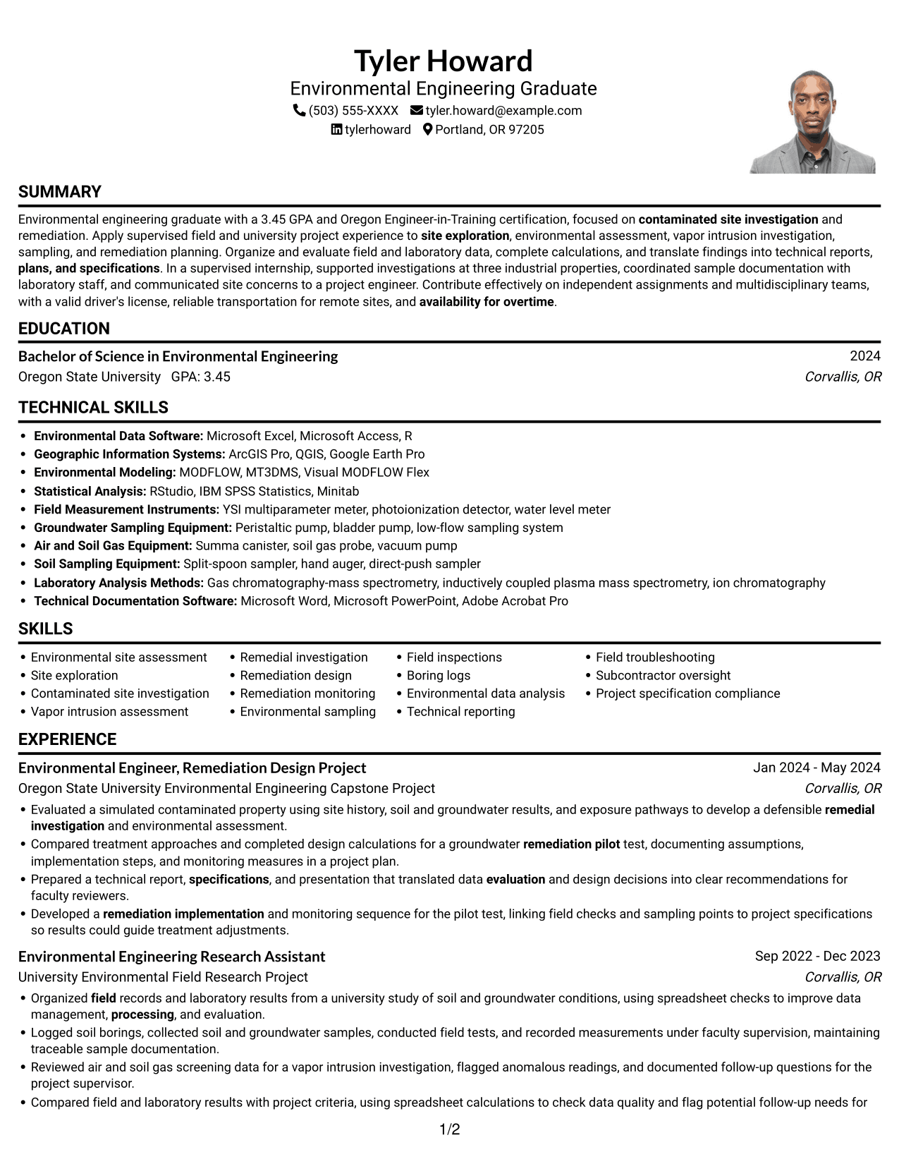 Resume example — page 1