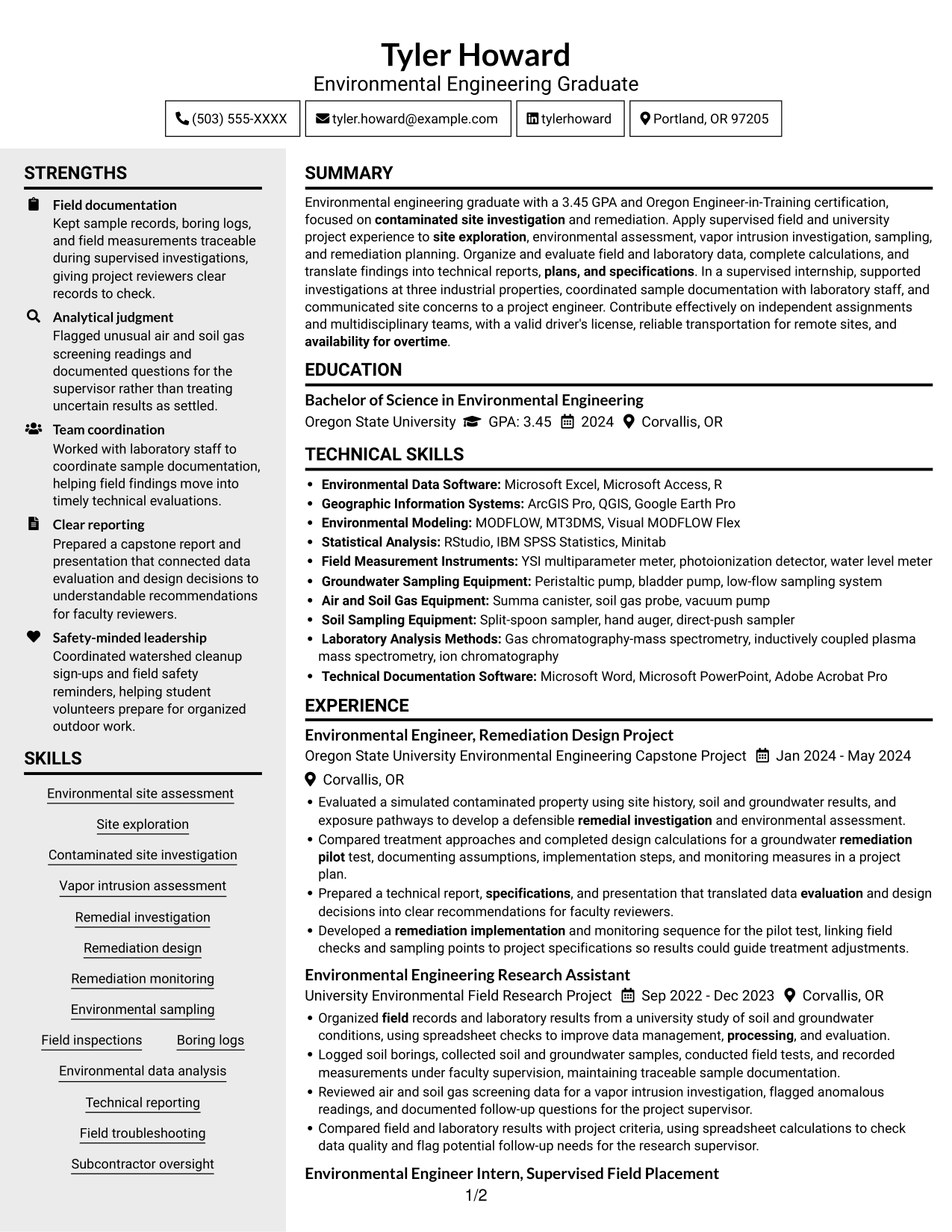 Resume example — page 1