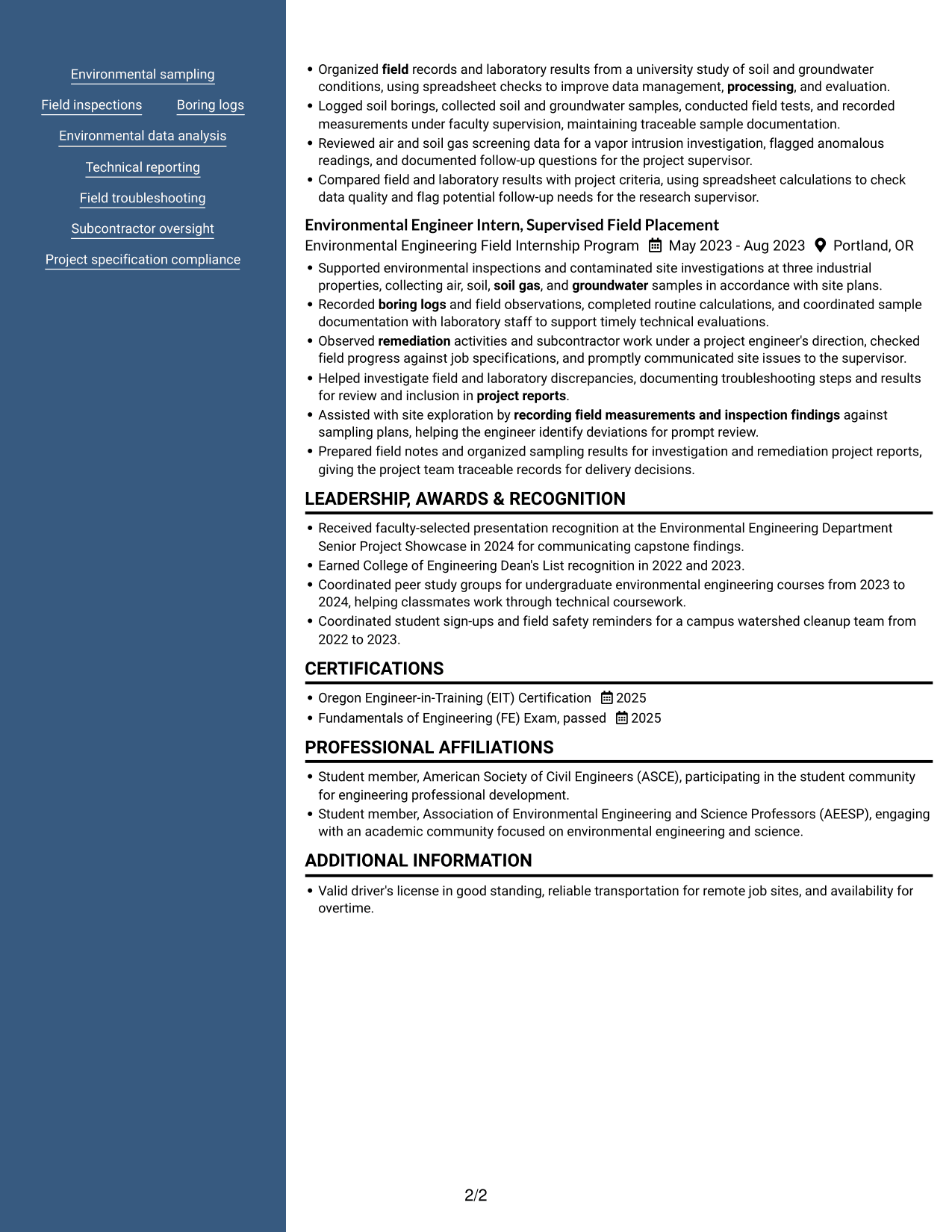 Resume example — page 2
