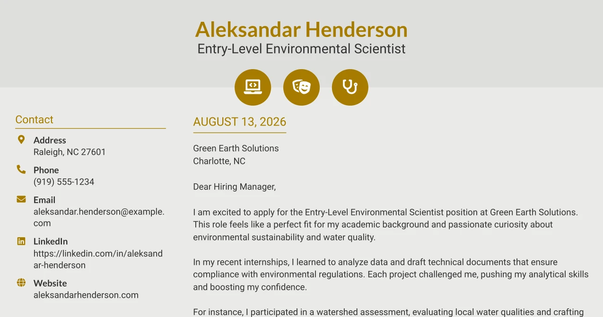 30+ Entry-Level Environmental Scientist Cover Letter Templates with Example 2026