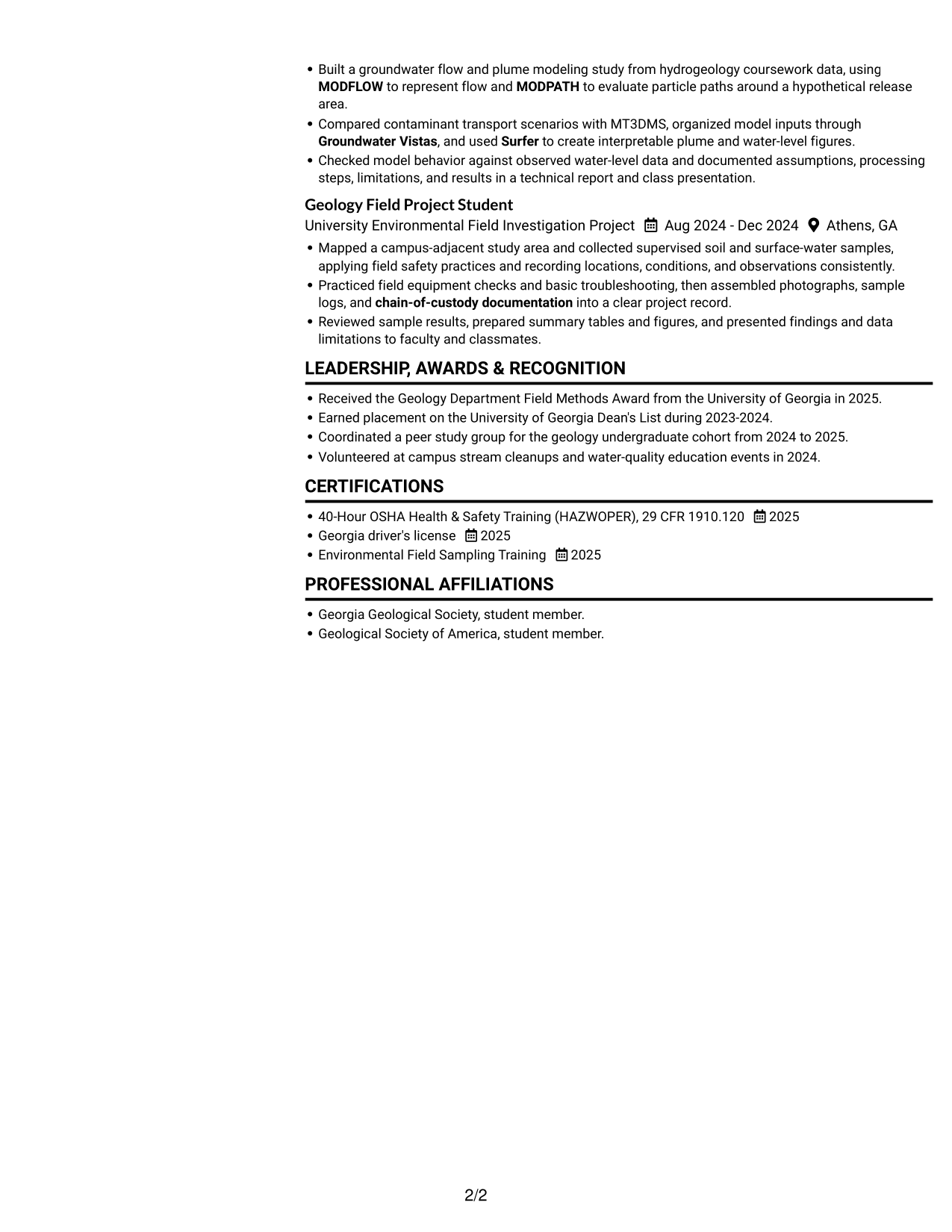 Resume example — page 2