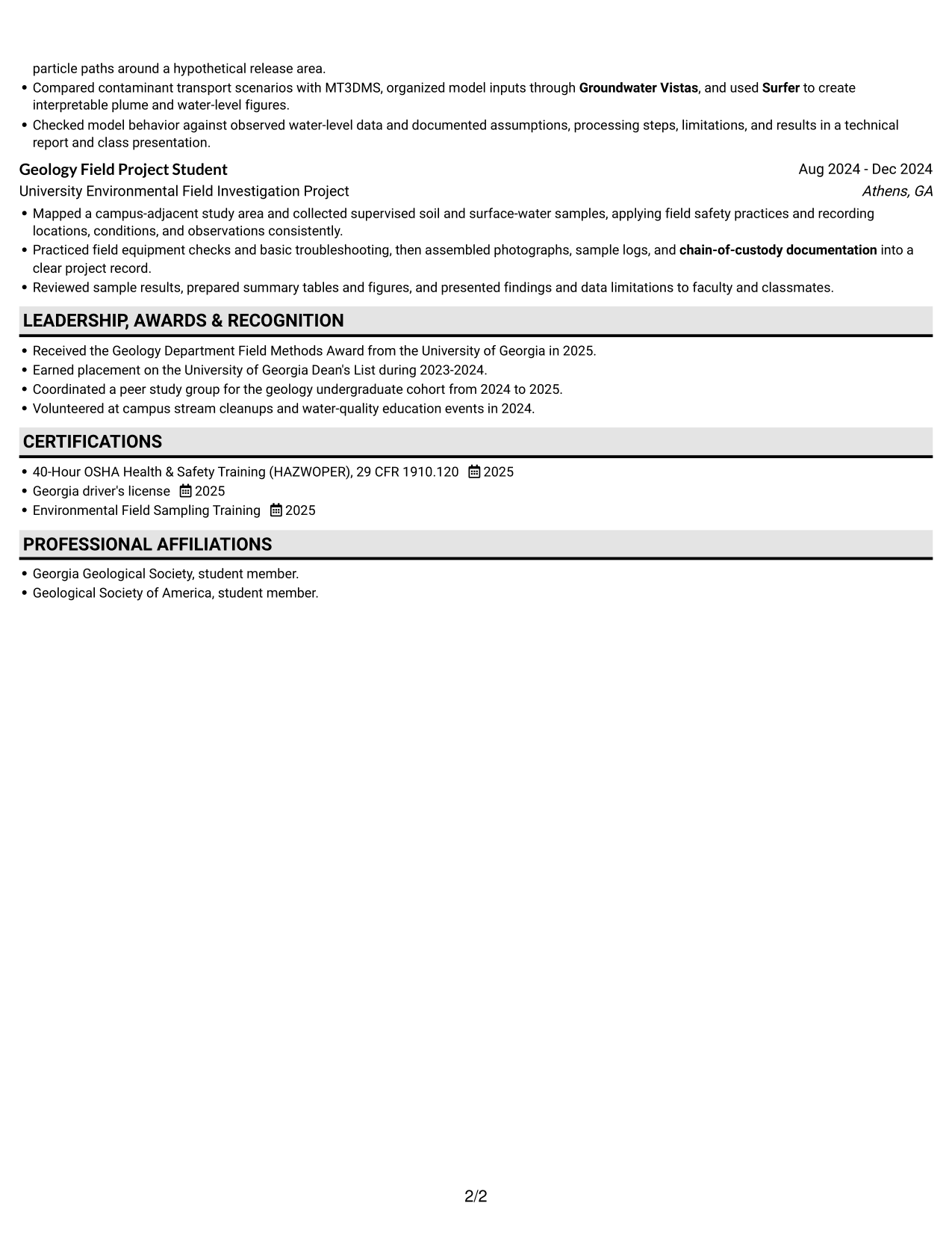 Resume example — page 2