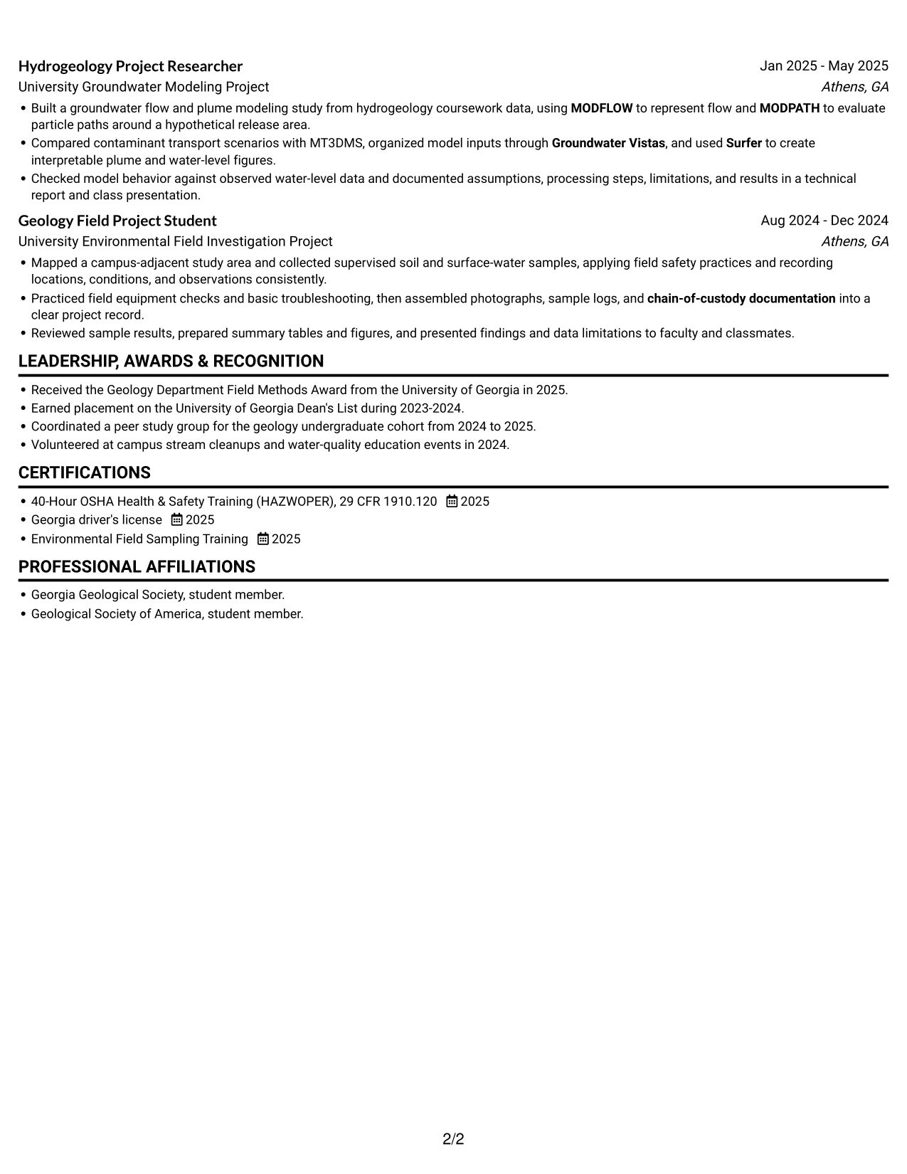Resume example — page 2
