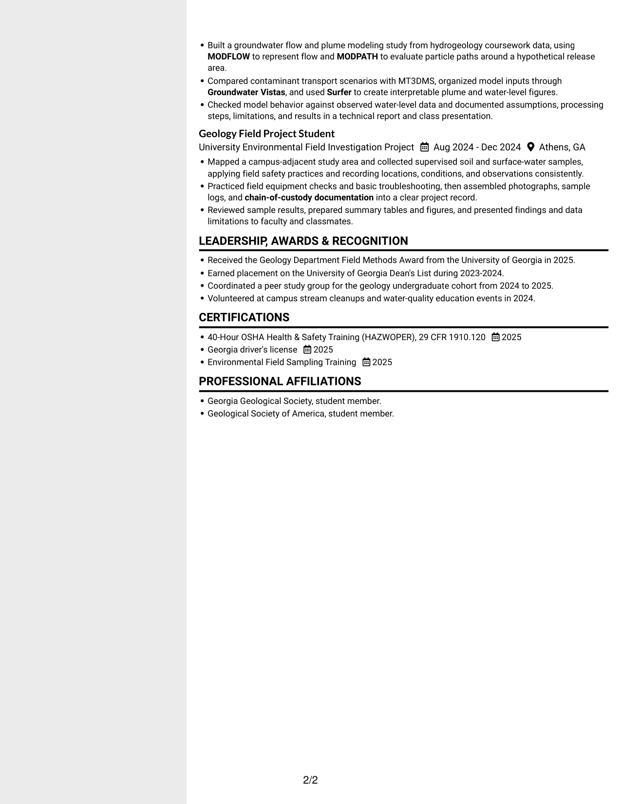 Resume example — page 2