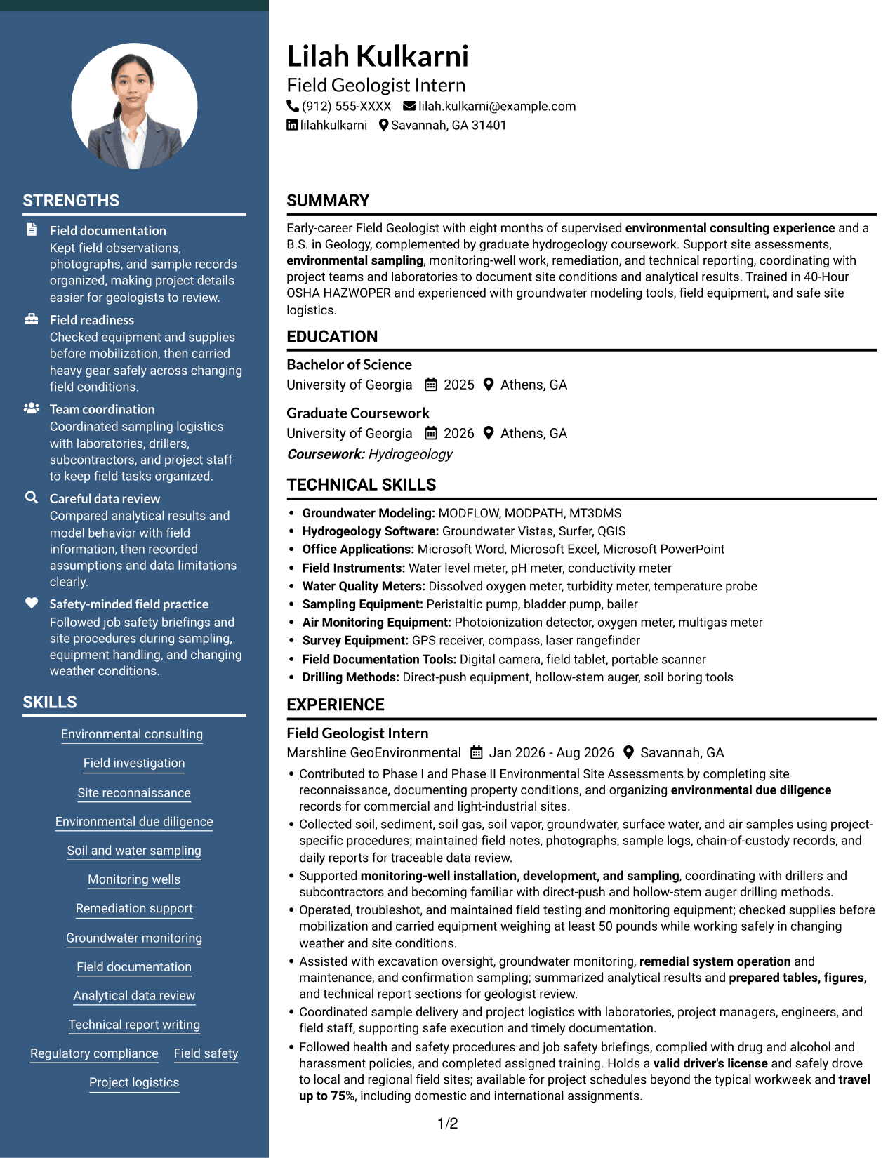 Resume example — page 1