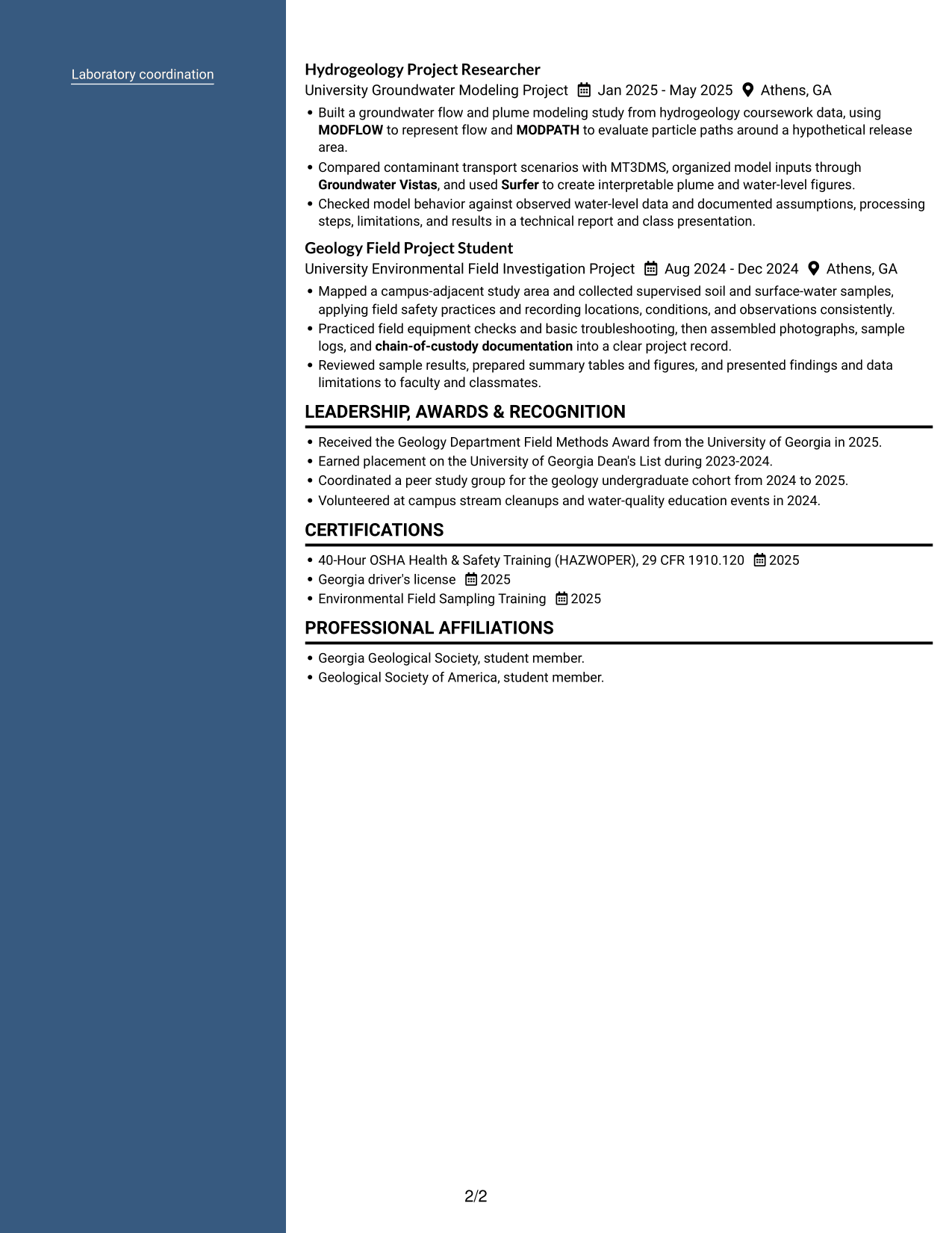 Resume example — page 2