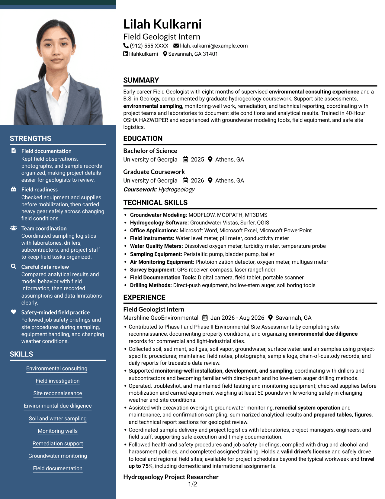 Resume example — page 1
