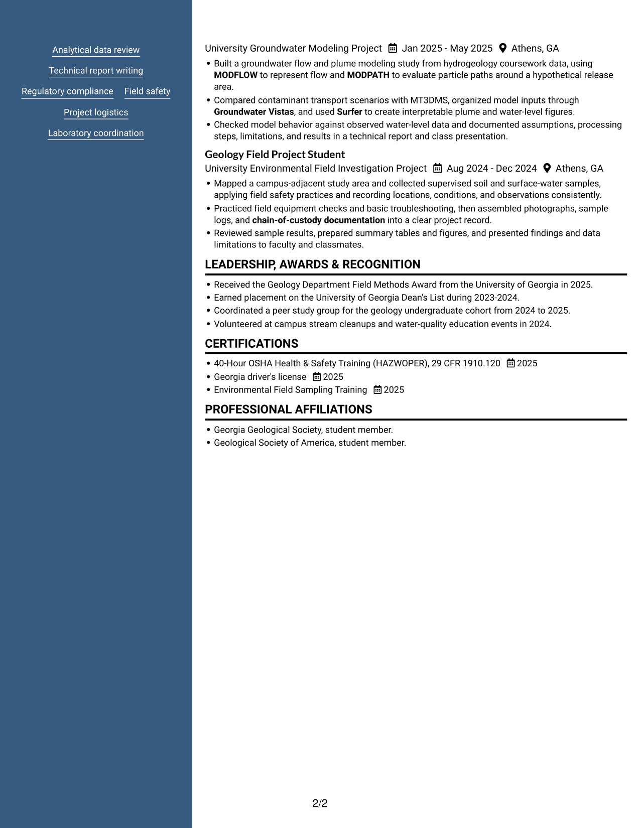 Resume example — page 2
