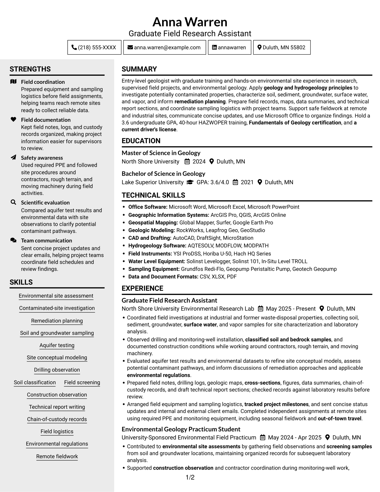 Resume example — page 1