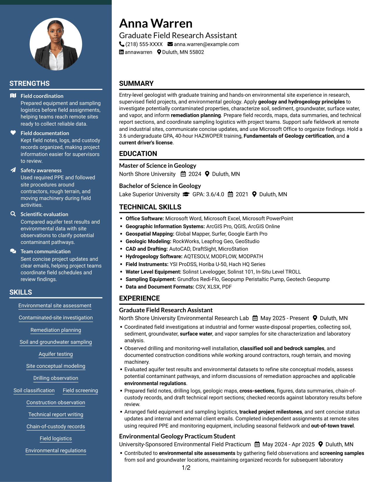 Resume example — page 1