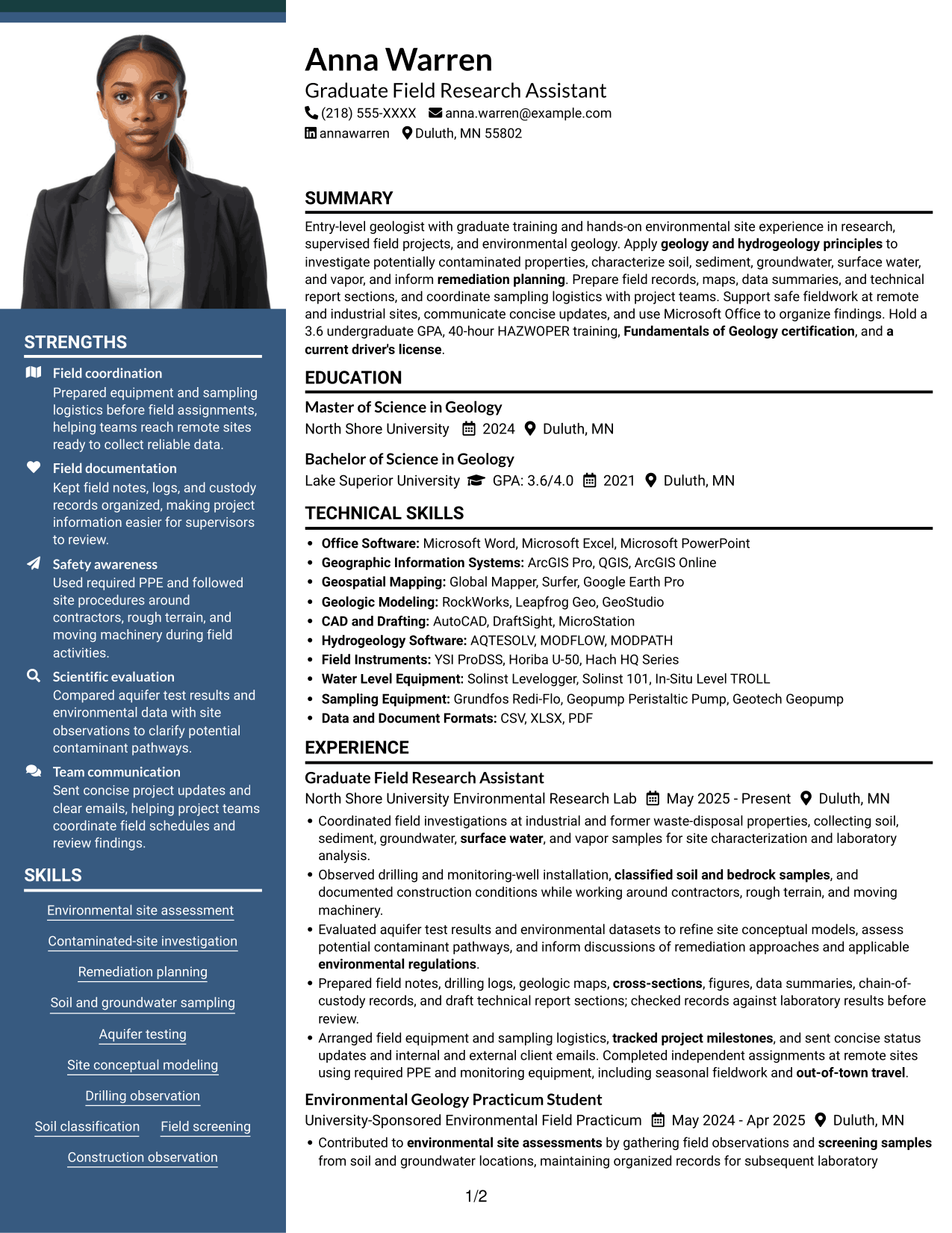 Resume example — page 1