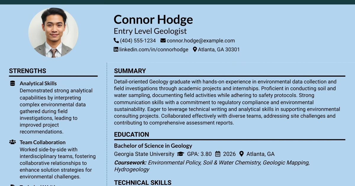 33 Entry Level Geologist Resume Templates with Example 2026 (ATS-Optimized)