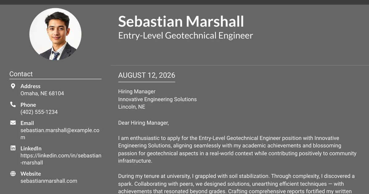 30+ Entry-Level Geotechnical Engineer Cover Letter Templates with Example 2026
