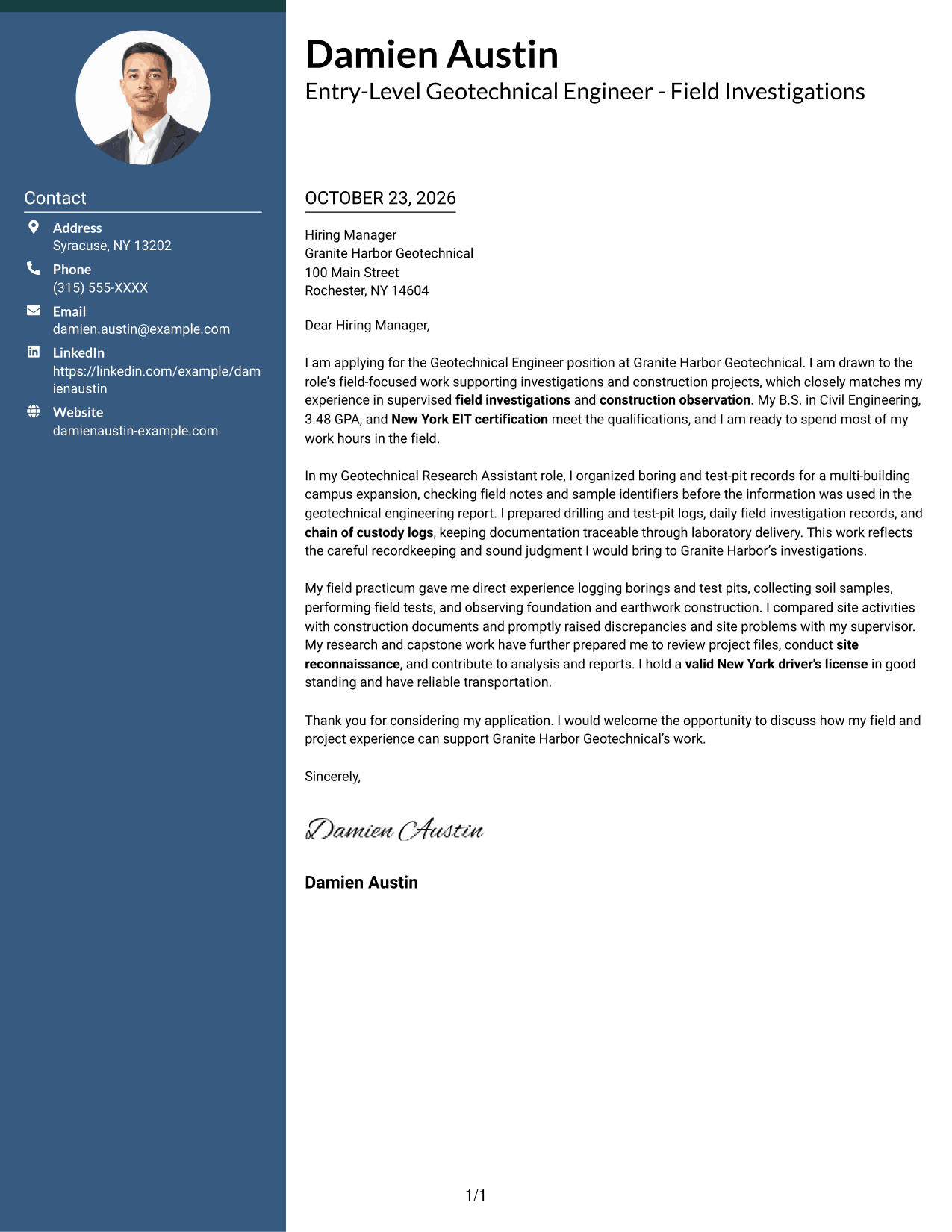 Cover letter example — page 1