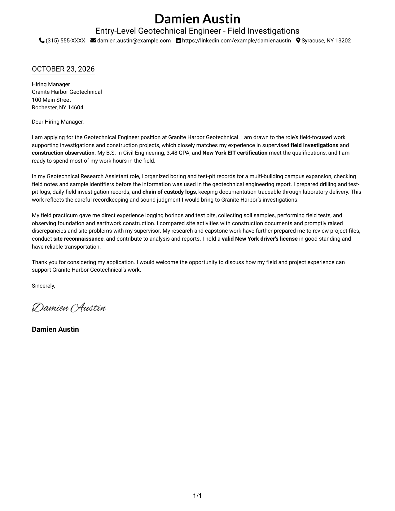 Cover letter example — page 1