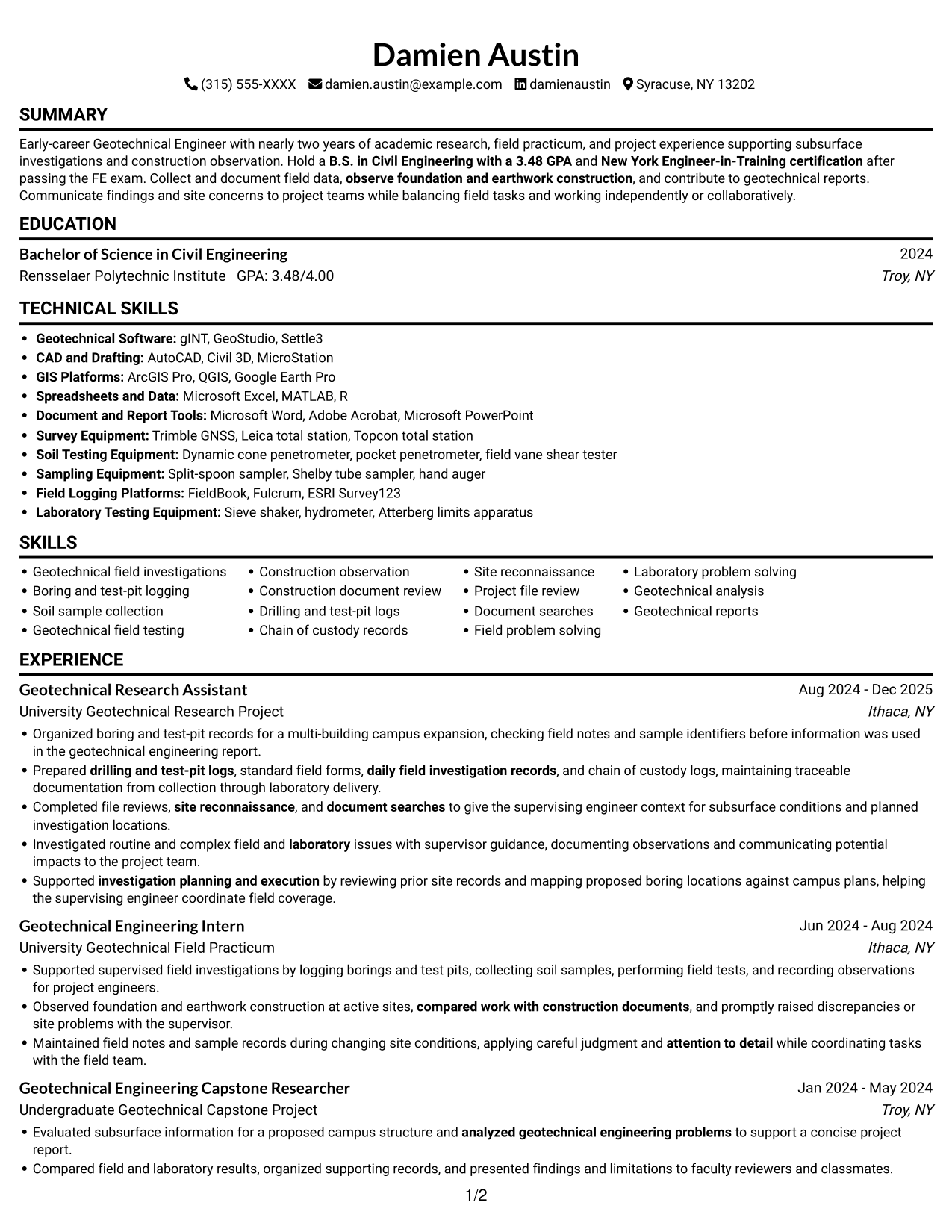Resume example — page 1