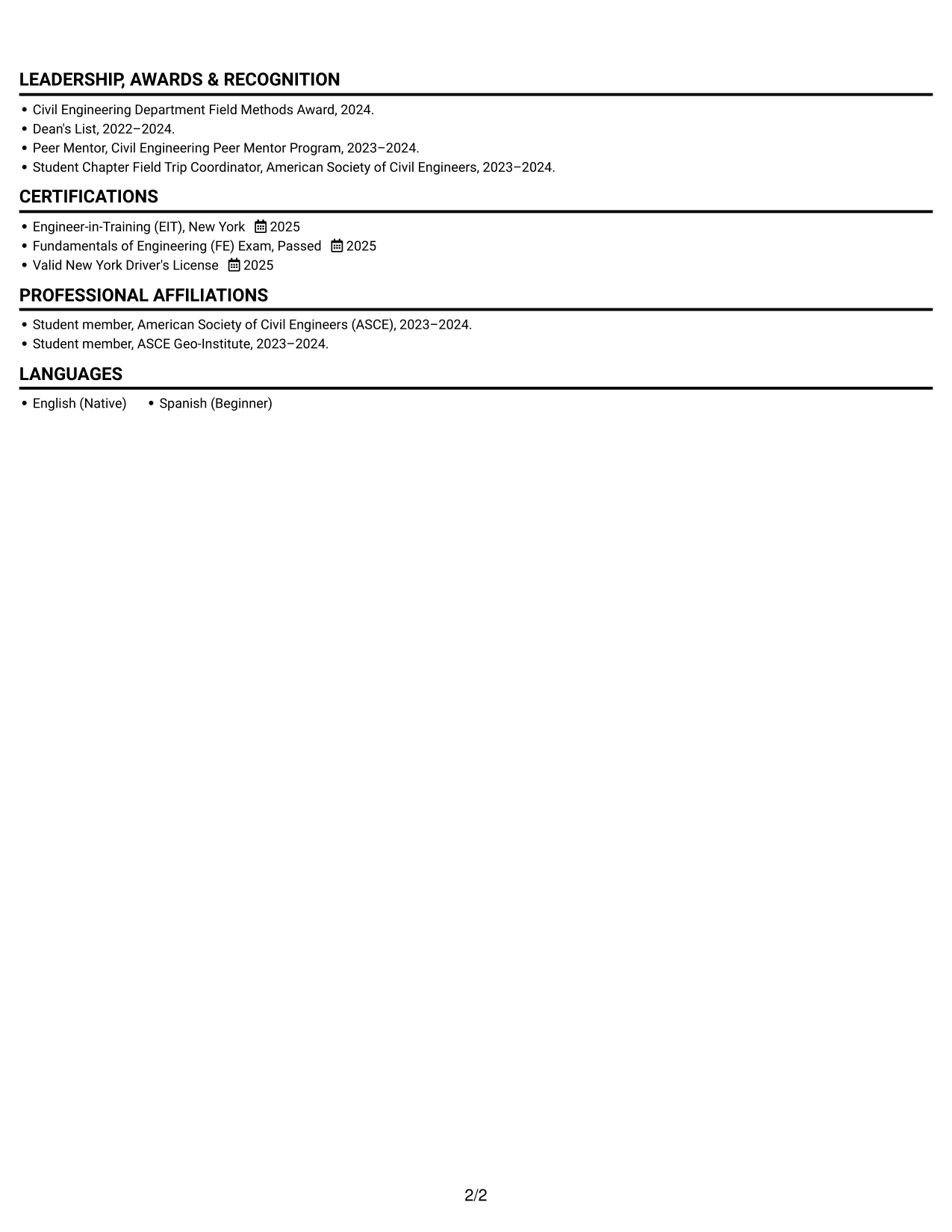 Resume example — page 2