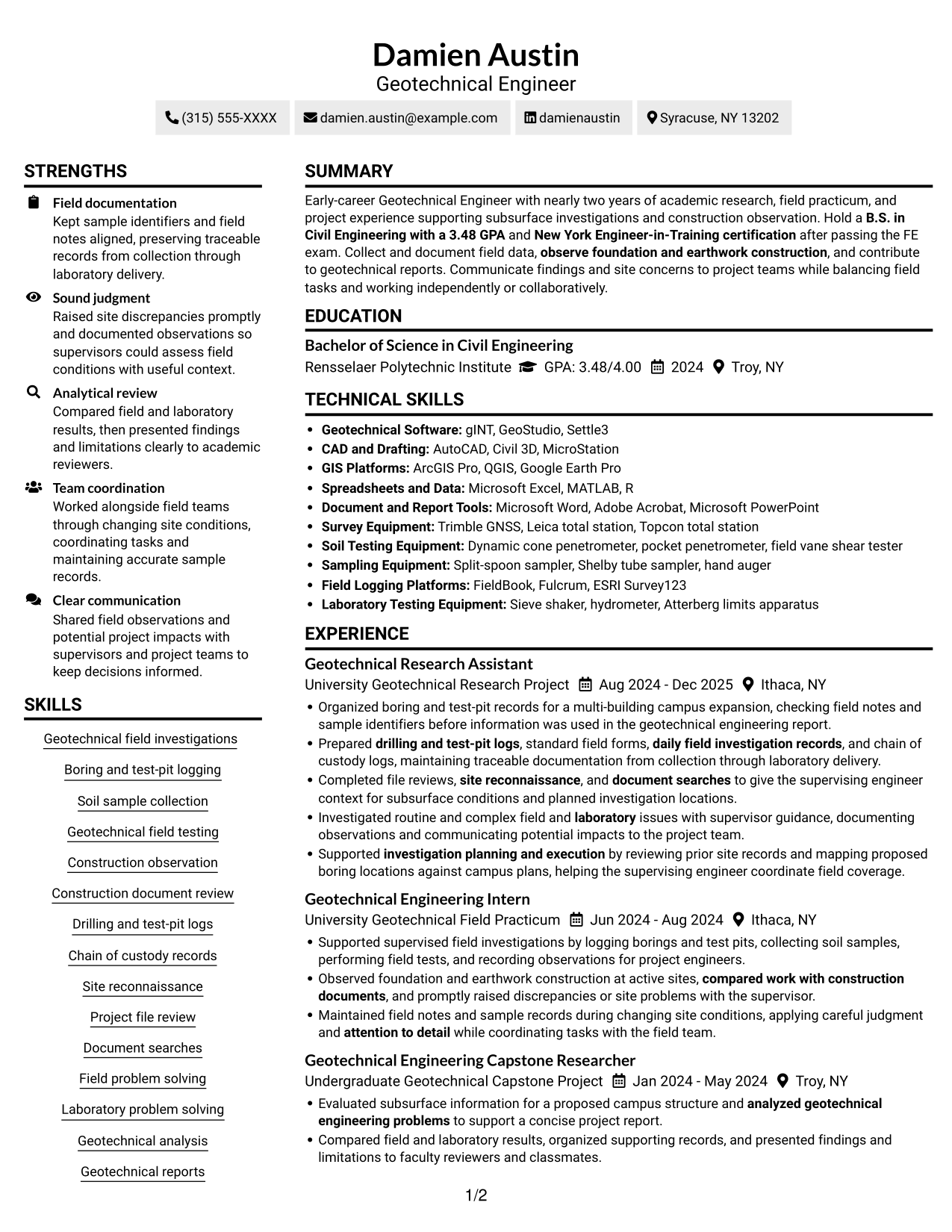 Resume example — page 1