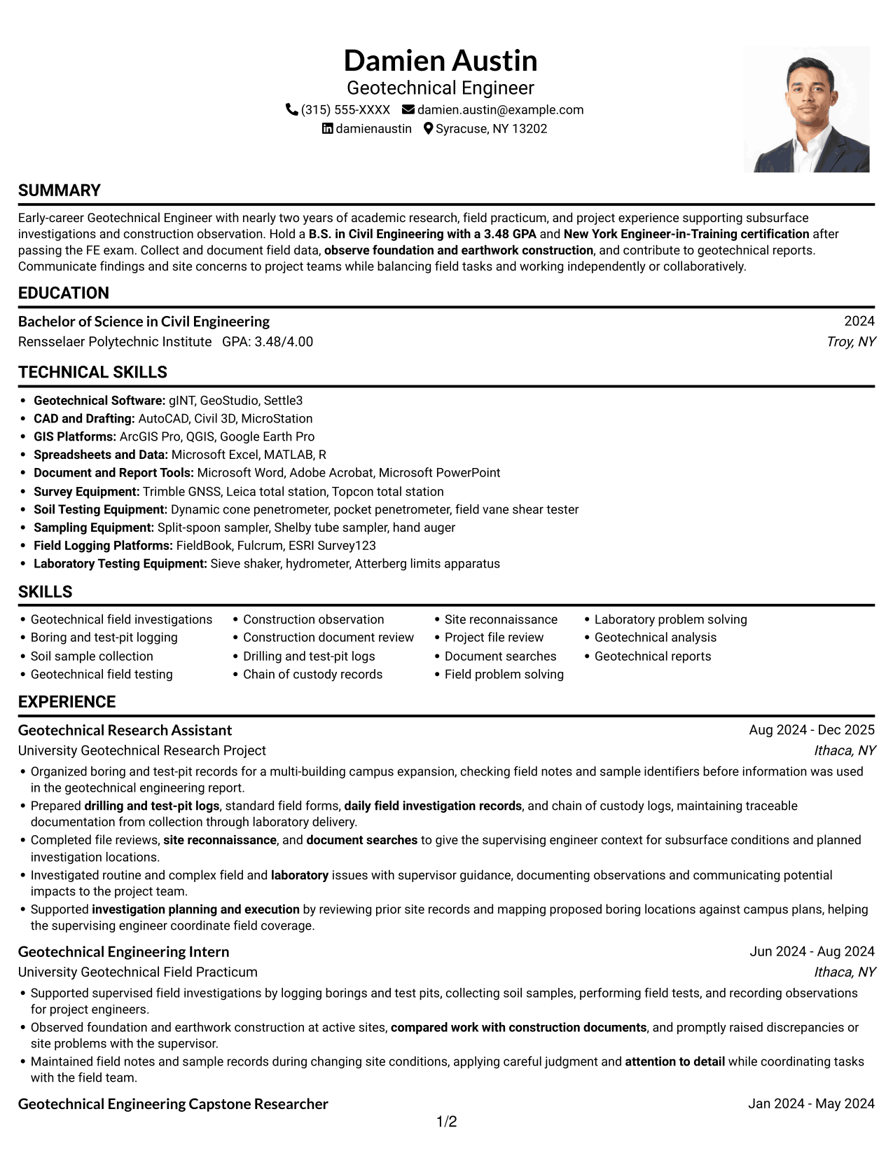 Resume example — page 1