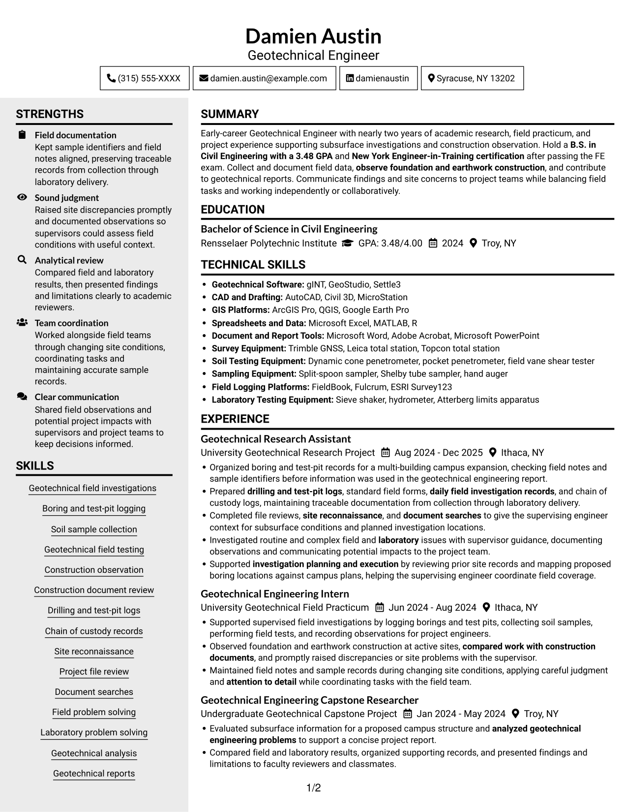 Resume example — page 1