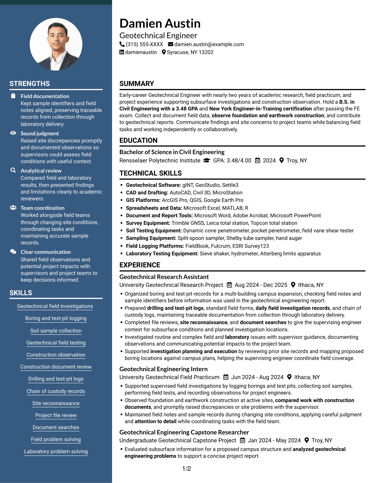 Resume example — page 1
