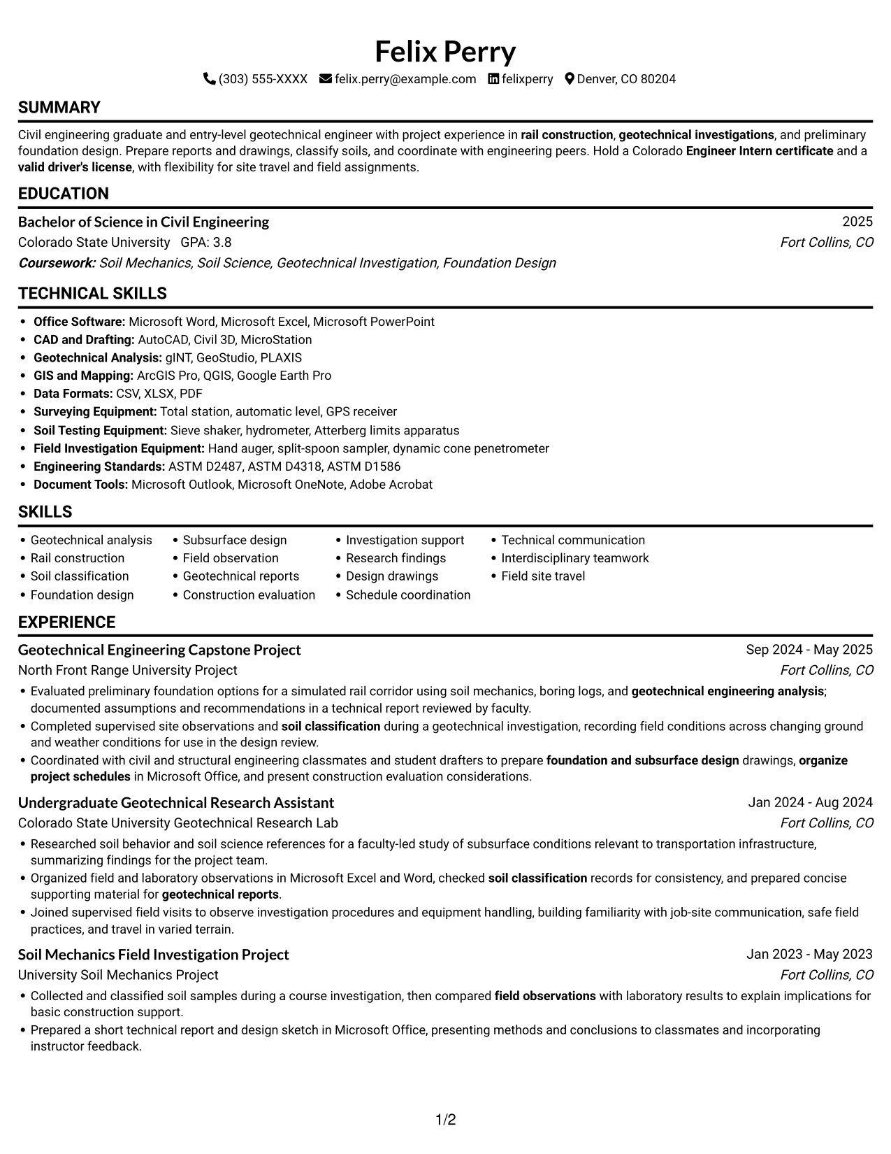 Resume example — page 1