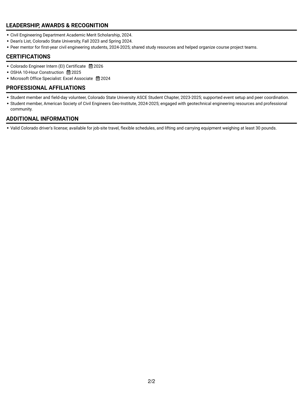 Resume example — page 2