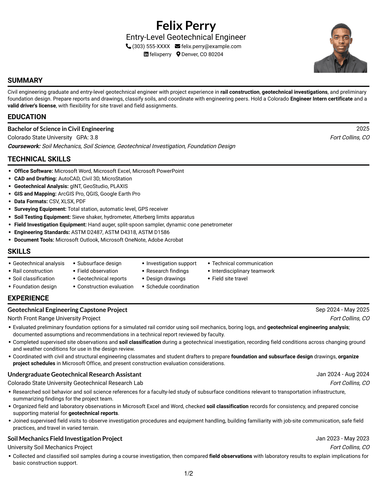 Resume example — page 1