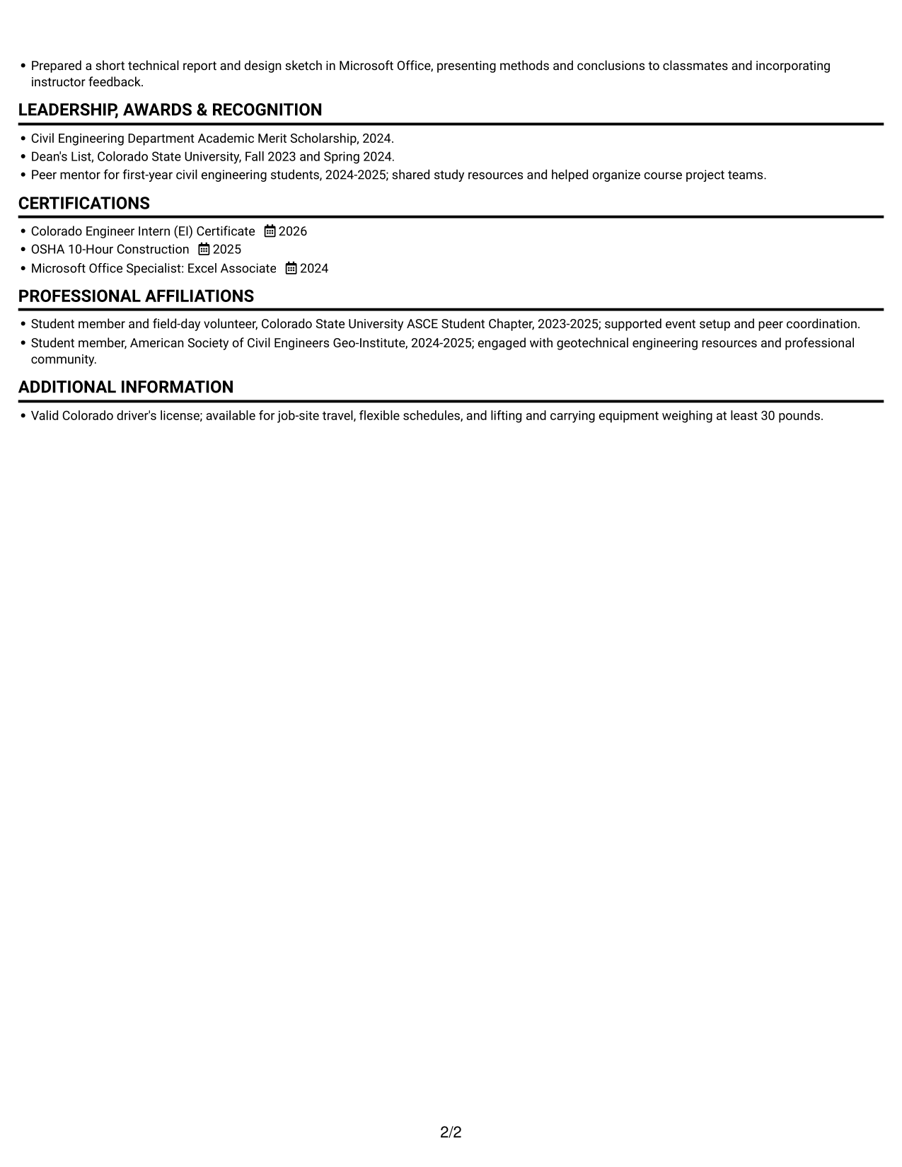 Resume example — page 2