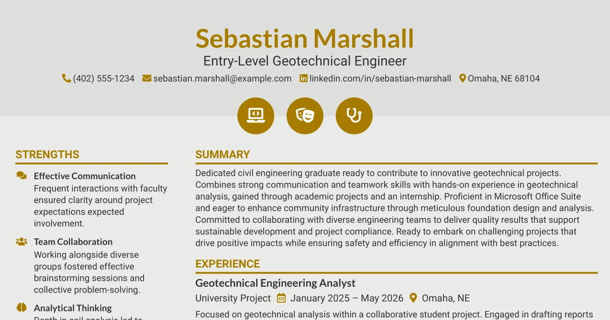 33 Entry-Level Geotechnical Engineer Resume Templates with Example 2026 (ATS-Optimized)
